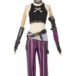 Cosplayshow Juego League Of Legends Arcane Jinx PU Cuero Tank Top Corto Y Pantalones Cortos Uniforme Trajes Halloween Carnaval Traje Cosplay Disfraz
