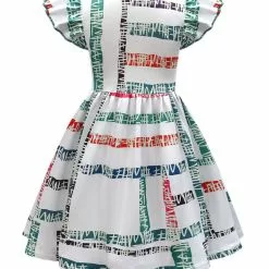 Cosplayshow TV Drama Stranger Things Temporada 1 Eleven Impreso Vestido Blanco/azul Con Una Bolsa Pequeña Disfraz De Cosplay Para Niños -Tienda Cosplayshow 202207251354142085632