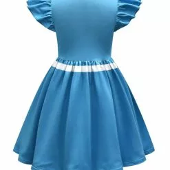 Cosplayshow TV Drama Stranger Things Temporada 1 Eleven Impreso Vestido Blanco/azul Con Una Bolsa Pequeña Disfraz De Cosplay Para Niños -Tienda Cosplayshow 202207251354145301630