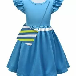 Cosplayshow TV Drama Stranger Things Temporada 1 Eleven Impreso Vestido Blanco/azul Con Una Bolsa Pequeña Disfraz De Cosplay Para Niños -Tienda Cosplayshow 202207251354151776362